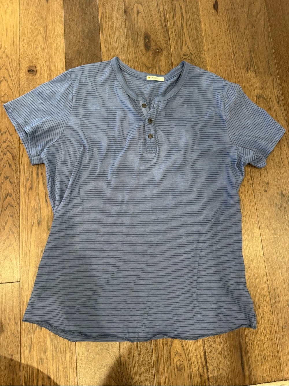 Marine Layer Blue Striped Short Sleeve Henley